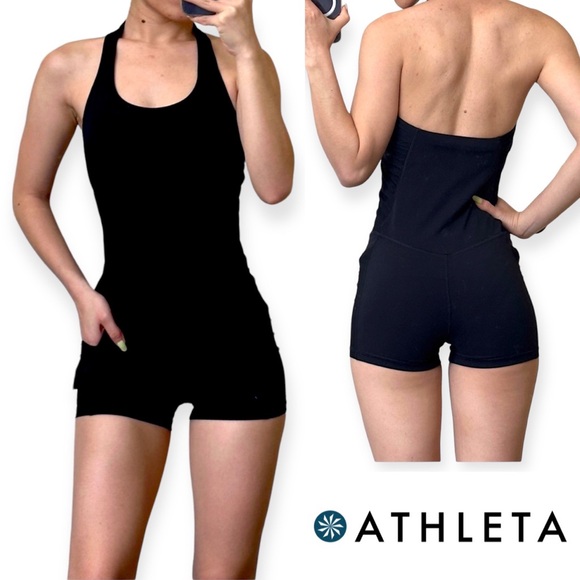 Athleta Mesh Me Up Bodysuit Black L Yoga Fitness Romper 566566 Large Gym Active - Picture 2 of 15